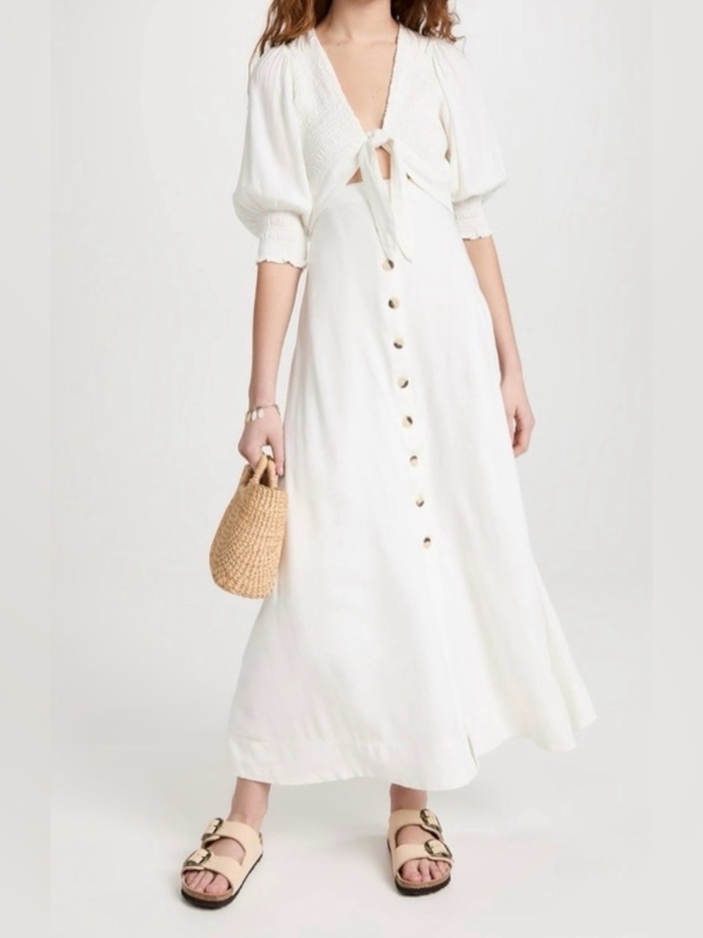 Free People White Button-Front High-Low Maxi Skirt - Picture 3 of 7